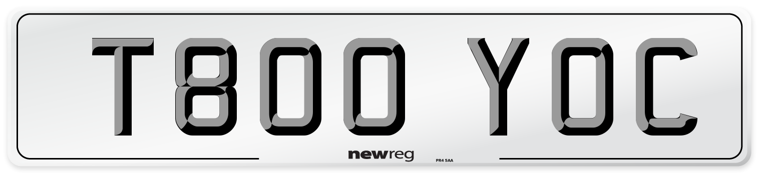 T800 YOC Number Plate from New Reg